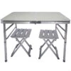 AKTIVE - Table Pliante Avec 2 Tabourets Et Poignée De Transpor, Gris -Camping Produits Boutique aktive table pliante avec 2 tabourets et poignee de transpor gris