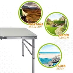 AKTIVE - Table Pliante Avec 2 Tabourets Et Poignée De Transpor, Gris 9 AKTIVE - Table Pliante Avec 2 Tabourets Et Poignée De Transpor, Gris -Camping Produits Boutique aktive table pliante avec 2 tabourets et poignee de transpor gris 3