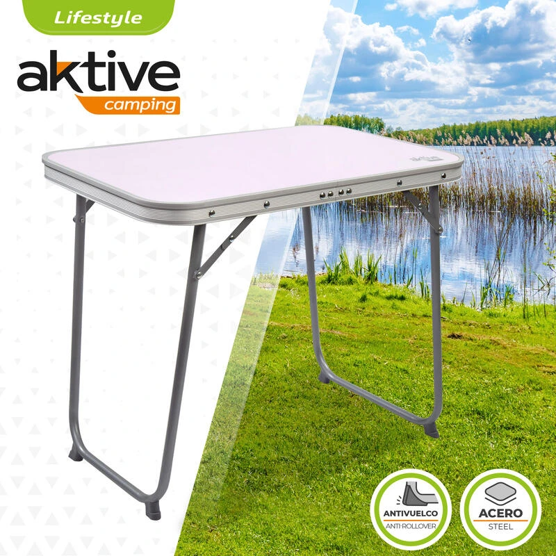 AKTIVE - Table Pliante Avec Poignée De Transport. Table De Camping 60x40x50 Cm 4 AKTIVE - Table Pliante Avec Poignée De Transport. Table De Camping 60x40x50 Cm – Image 2