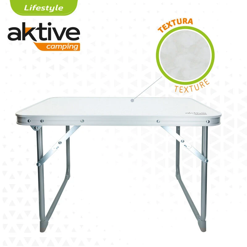AKTIVE - Table Pliante . Table Basse Blanche En Aluminium - 40x60x40 Cm 5 AKTIVE - Table Pliante . Table Basse Blanche En Aluminium - 40x60x40 Cm – Image 3