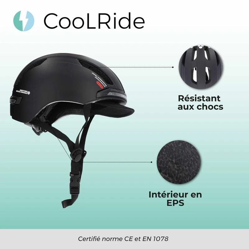 Casque Vélo Adulte Avec LED 52-58 Cm Multisport Noir Avec Visère Intégrée 5 Casque Vélo Adulte Avec LED 52-58 Cm Multisport Noir Avec Visère Intégrée – Image 3