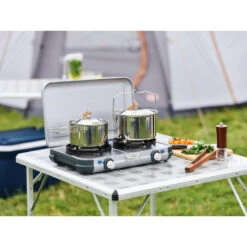 Campingaz Réchaud De Camping à Gaz 2 Feux Camp & Grill - Plancha, Grill Et Wok -Camping Produits Boutique rechaud de camping a gaz 2 feux camp and grill plancha grill et wok 9