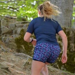 Short Course à Pied Femme Bleu Floral Ecoresponsable 13 Short Course à Pied Femme Bleu Floral Ecoresponsable -Camping Produits Boutique short course a pied femme bleu floral ecoresponsable 4