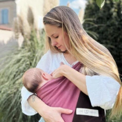 Sling - La Petite Echarpe Sans Nœud - Rosé, Pecan, Anneaux Or Rose (réversible) -Camping Produits Boutique sling la petite echarpe sans noeud rose pecan anneaux or rose reversible 2